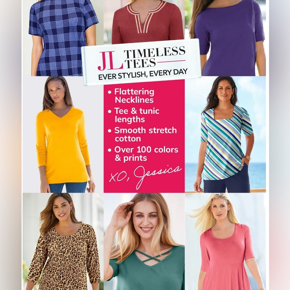 Jessica London Plus Size Stretch Square Neck Short Sleeve Tee! Size 22/24. - Picture 13 of 13